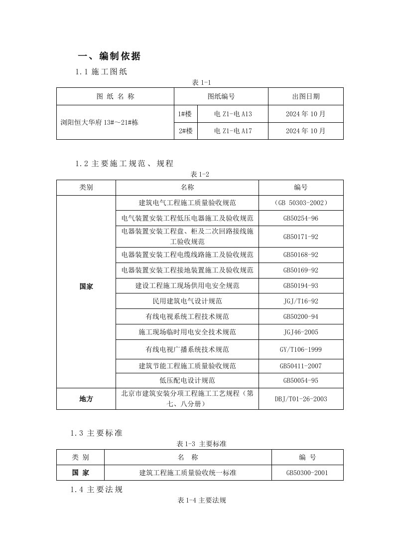 湖南某住宅小区电气工程施工组织设计