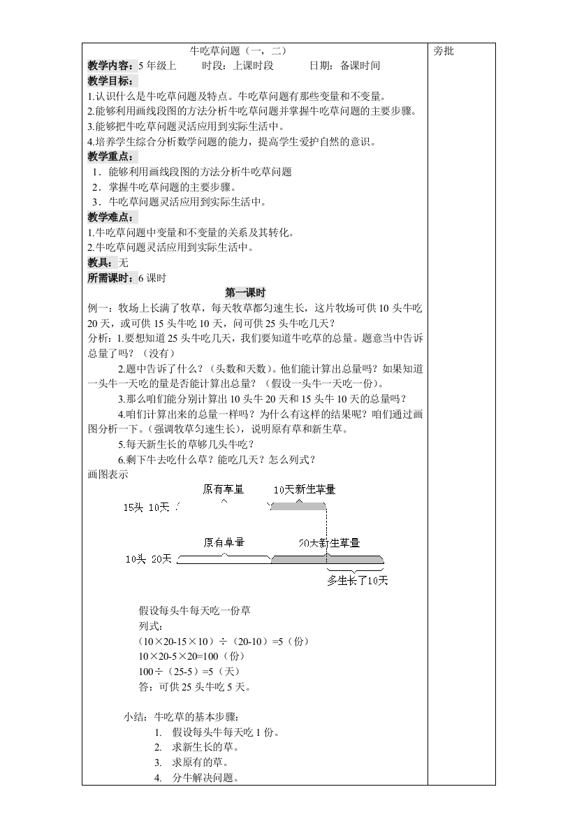 数学教案范例牛吃草问题