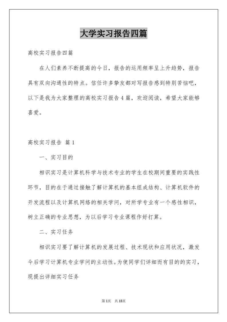 大学实习报告四篇例文8