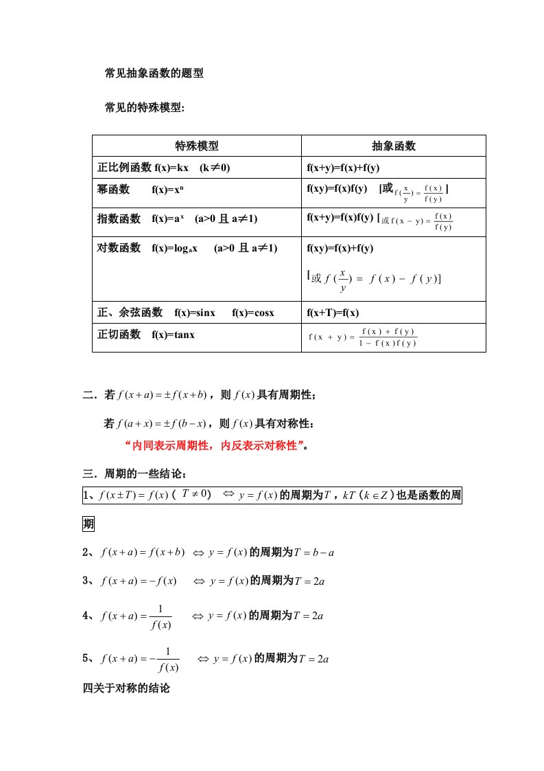 常见抽象函数及作业