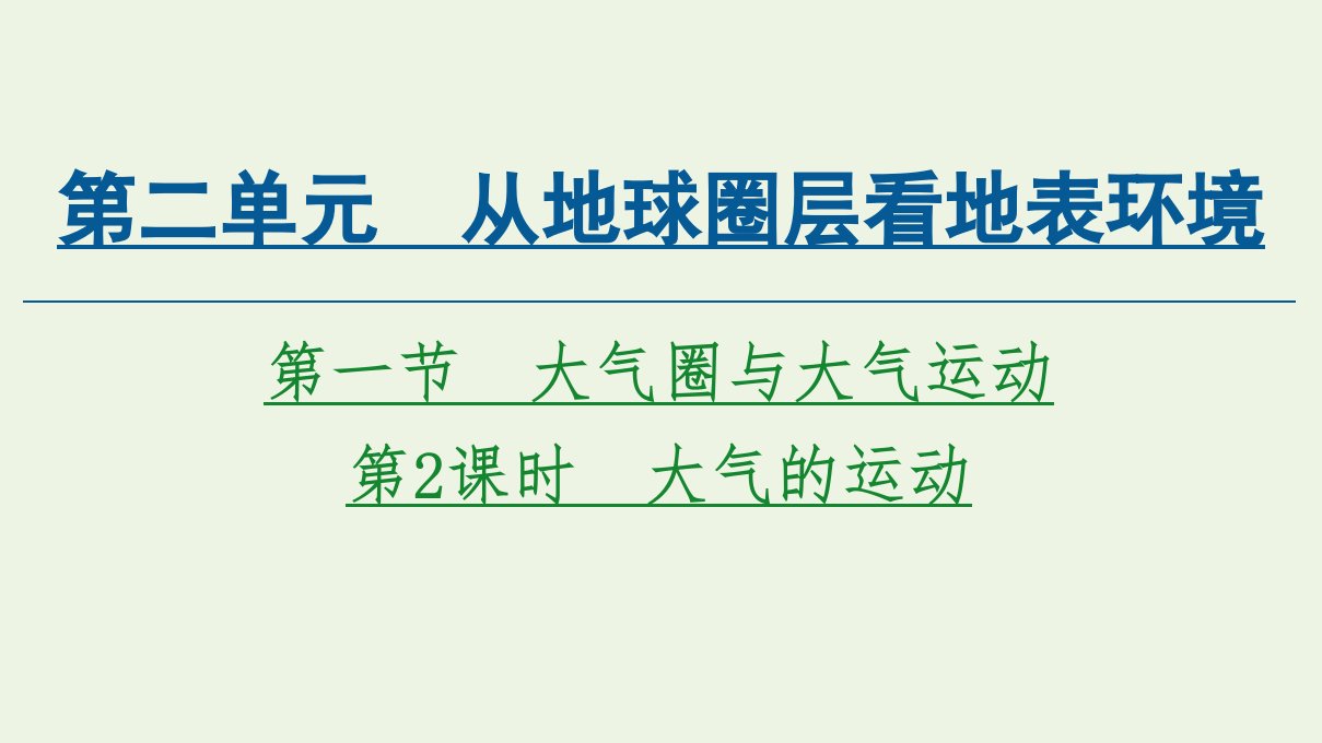 新教材高中地理第二单元从地球圈层看地表环境第1节第2课时大气的运动课件鲁教版必修第一册