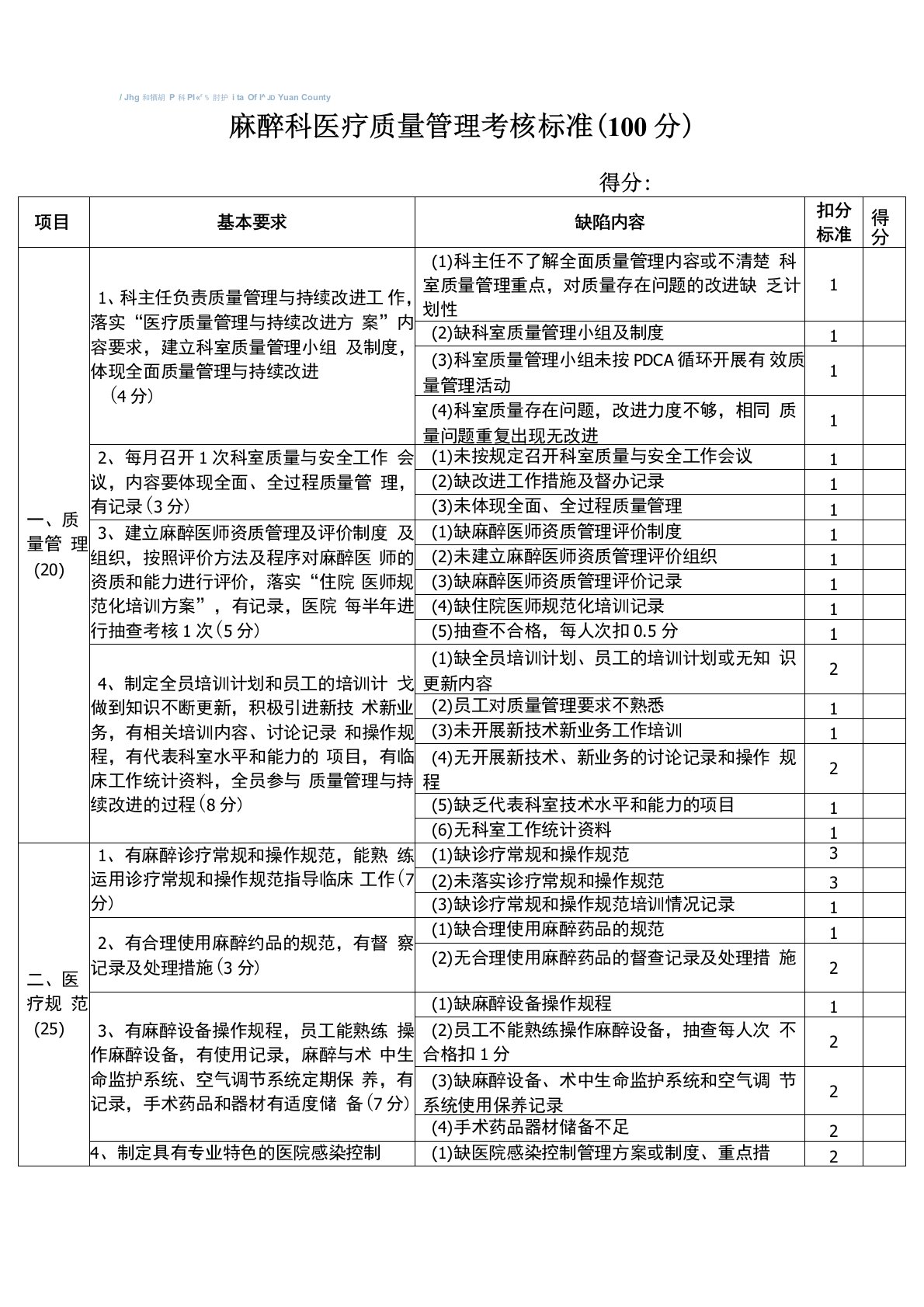 麻醉科医疗质量安全管理与持续改进