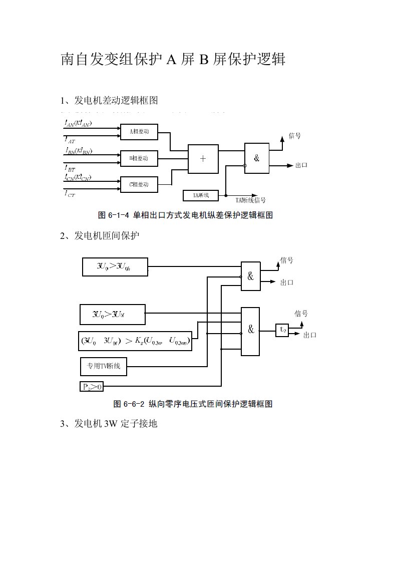 电气保护逻辑图与定值