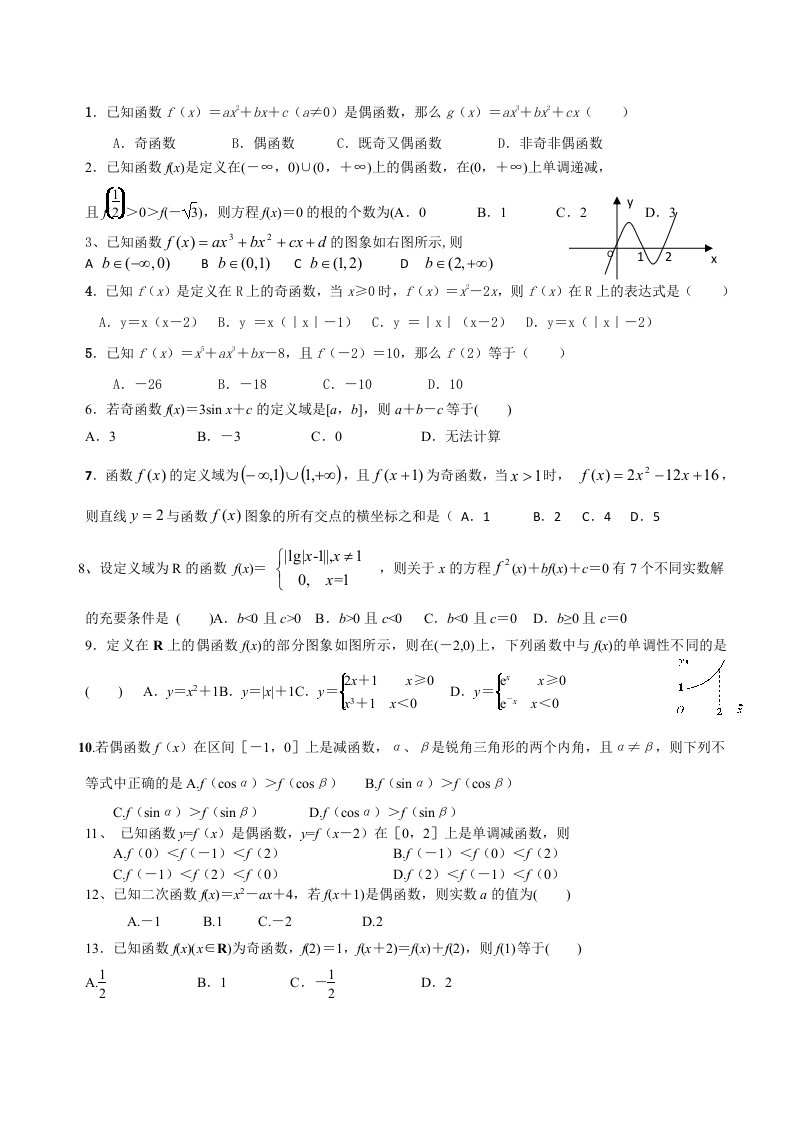 函数的性质综合练习题