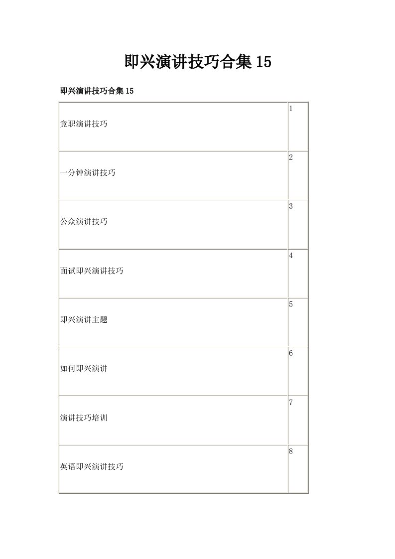 即兴演讲技巧合集2024