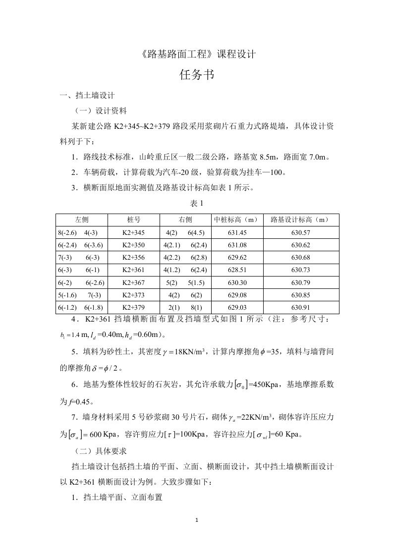 长安大学路基路面工程课程设计