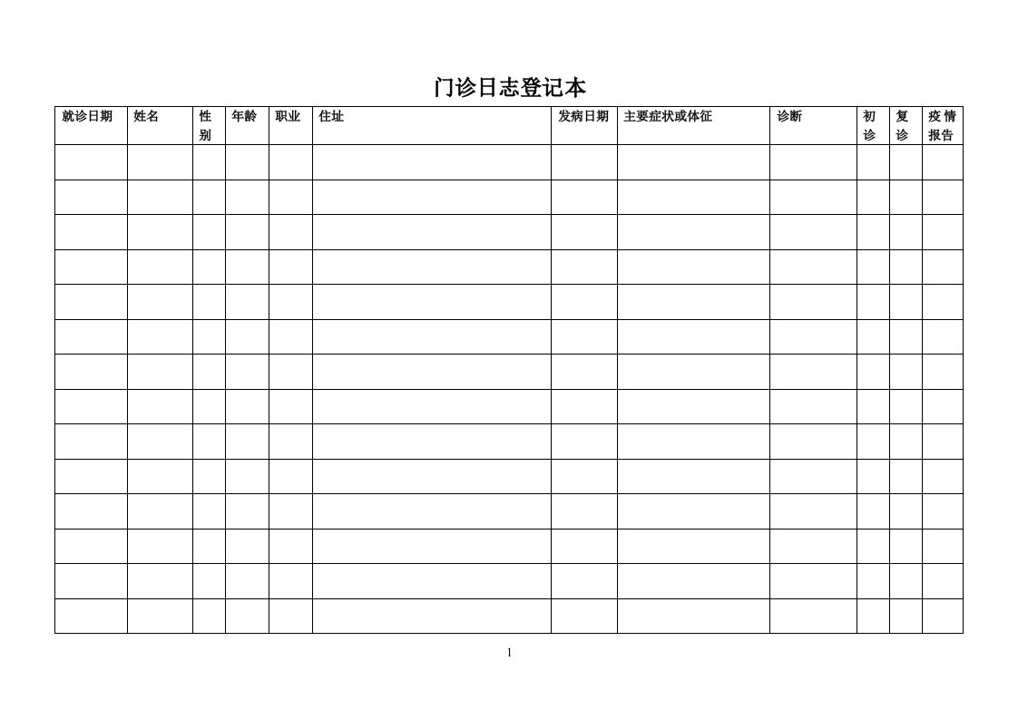 门诊参考资料日志登记本