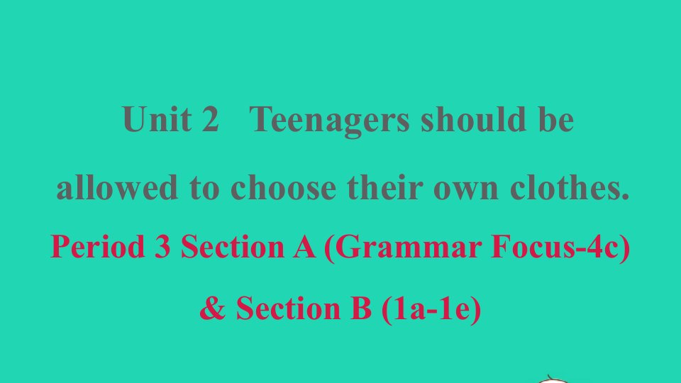 2022九年级英语全册Unit2TeenagersshouldbeallowedtochoosetheirownclothesPeriod3SectionAGrammarFocus_4cSectionB1a_1e习题课件鲁教版五四制