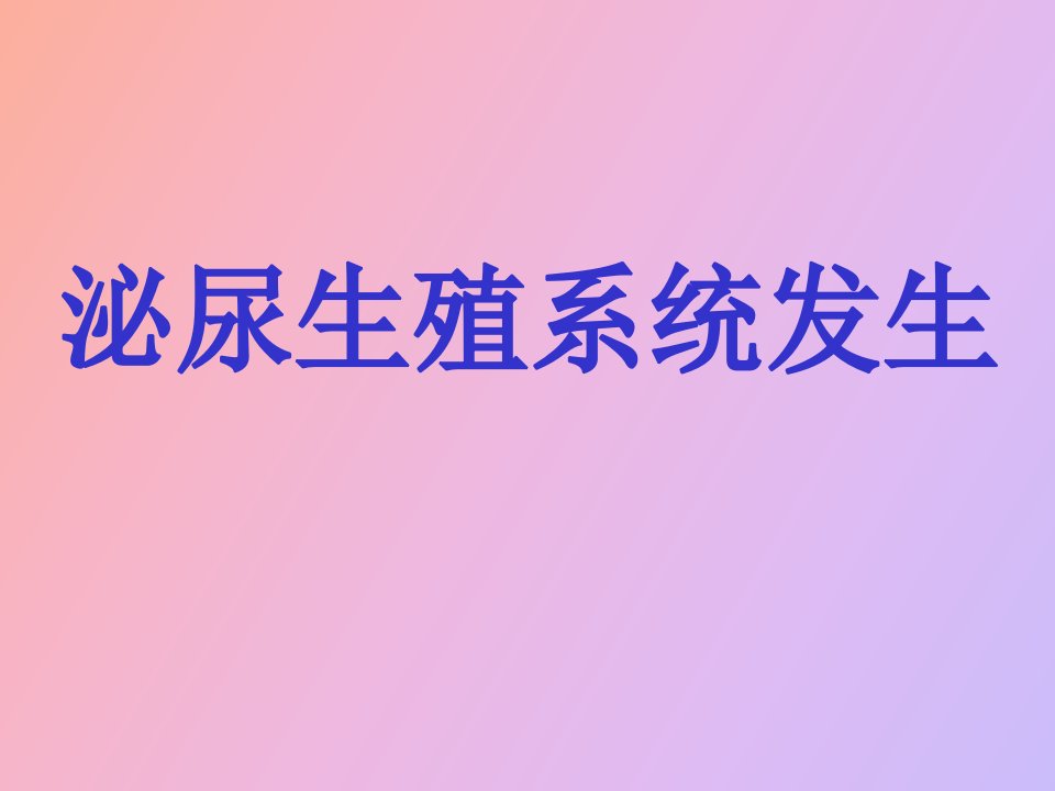 泌尿生殖系统发生