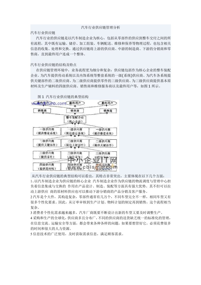 汽车行业供应链管理分析