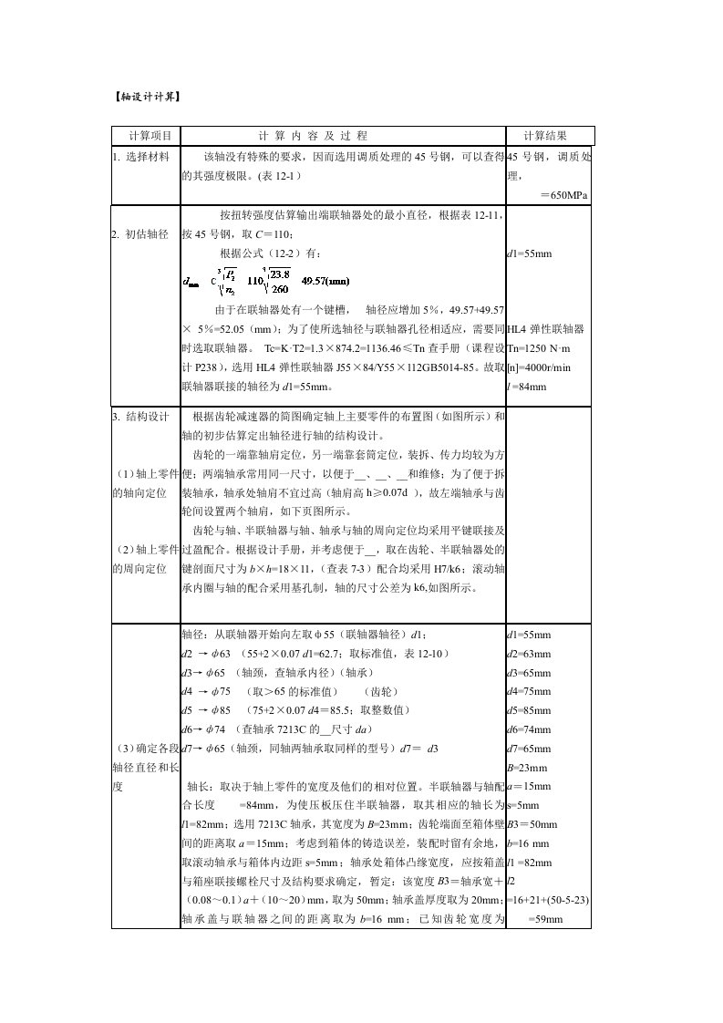 轴设计计算和轴承计算模板(实例)