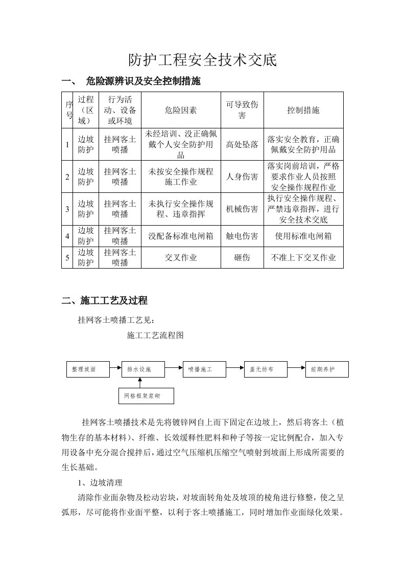 客土喷播防护安全技术交底