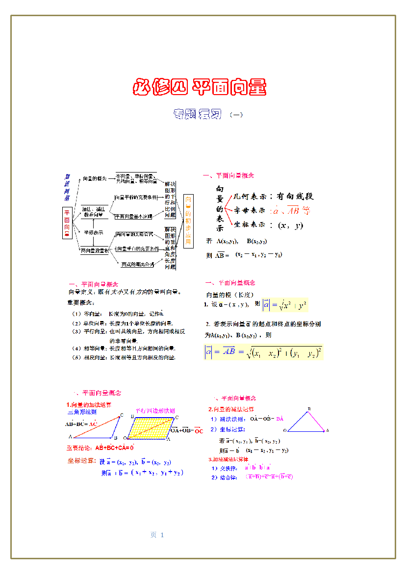 平面向量复习导学案