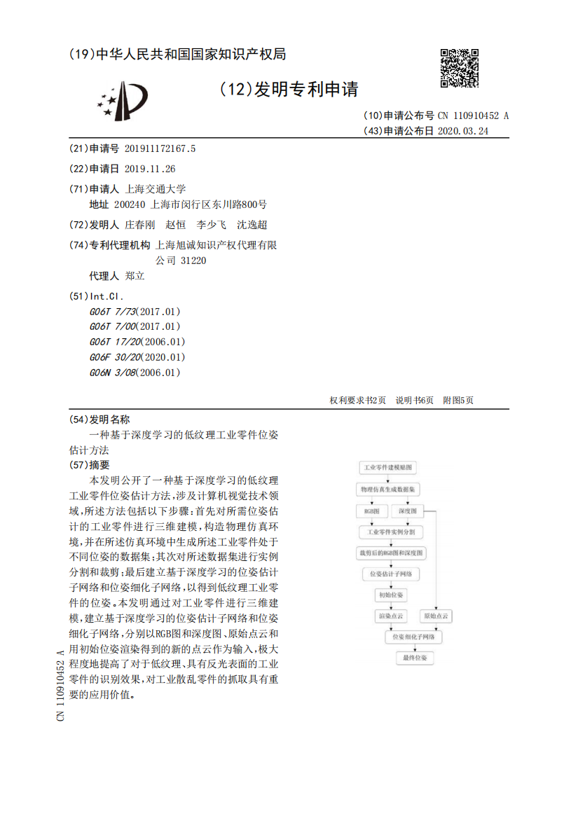 一种基于深度学习的低纹理工业零件位姿估计方法