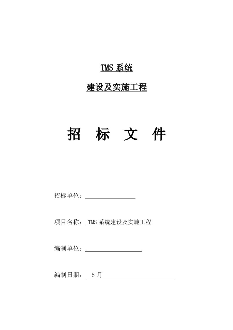 2021年TMS系统建设及实施重点项目工程标书模板