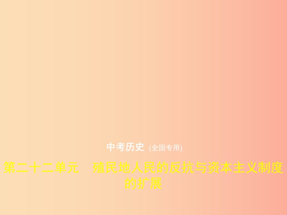 中考历史总复习第五部分世界近代史第二十二单元殖民地人民的反抗与资本主义制度的扩展试卷部分