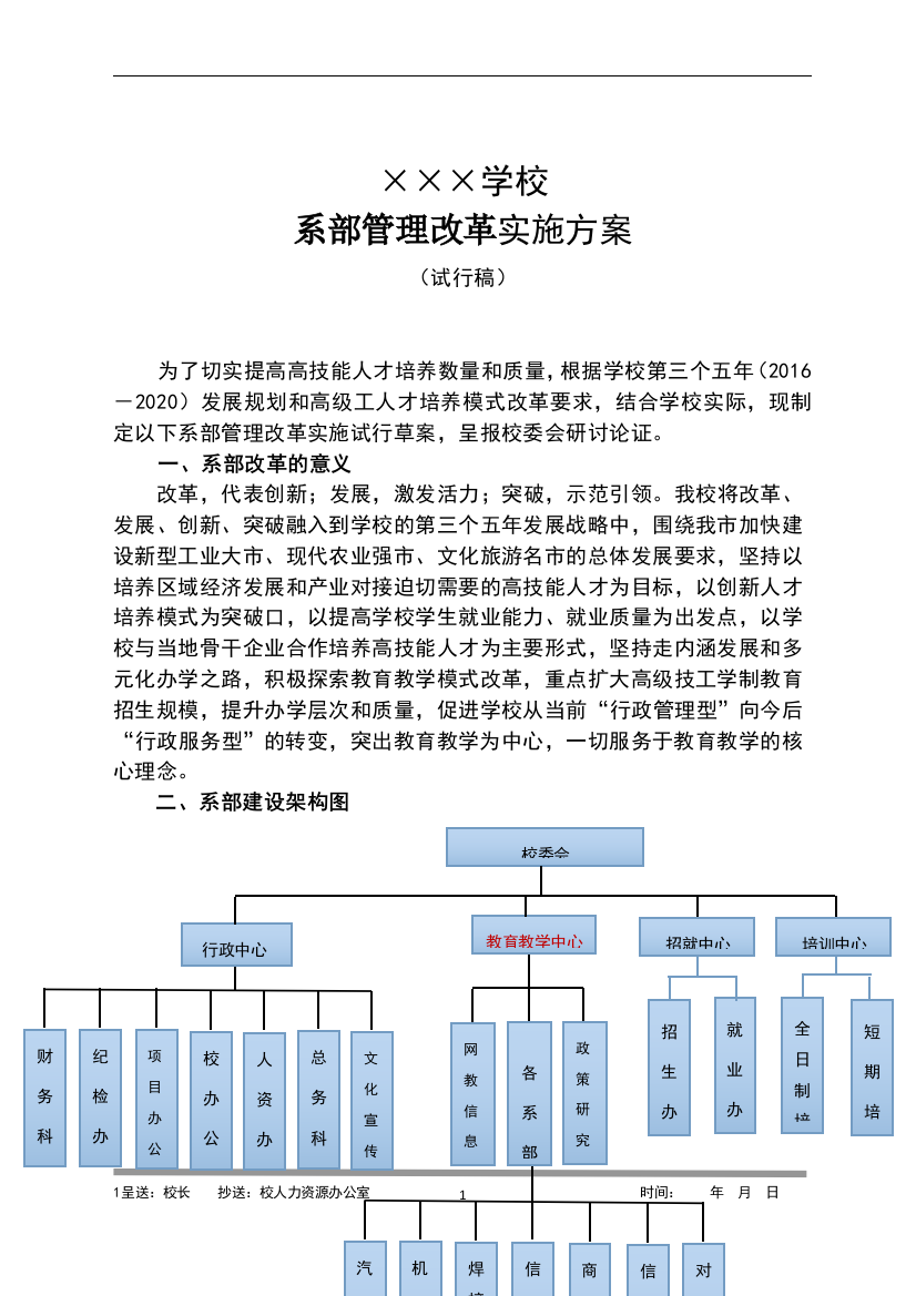 中高职院校系部改革方案