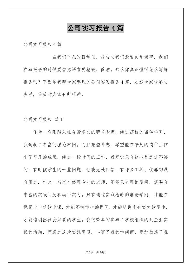 公司实习报告4篇例文5