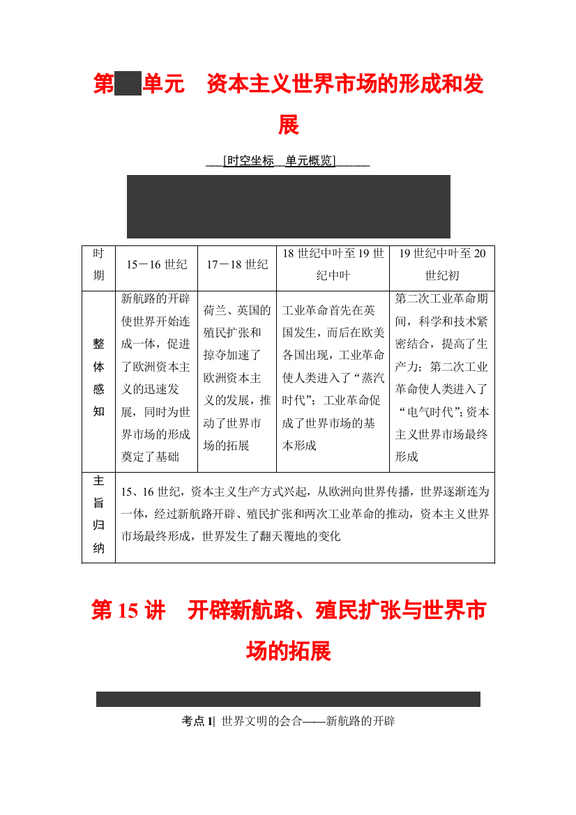 2019年度高三历史（岳麓版）一轮复习讲义：第15讲