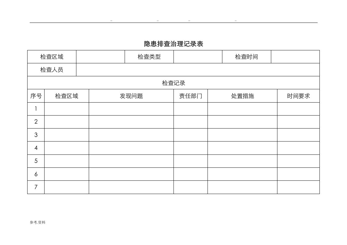 隐患排查治理记录表