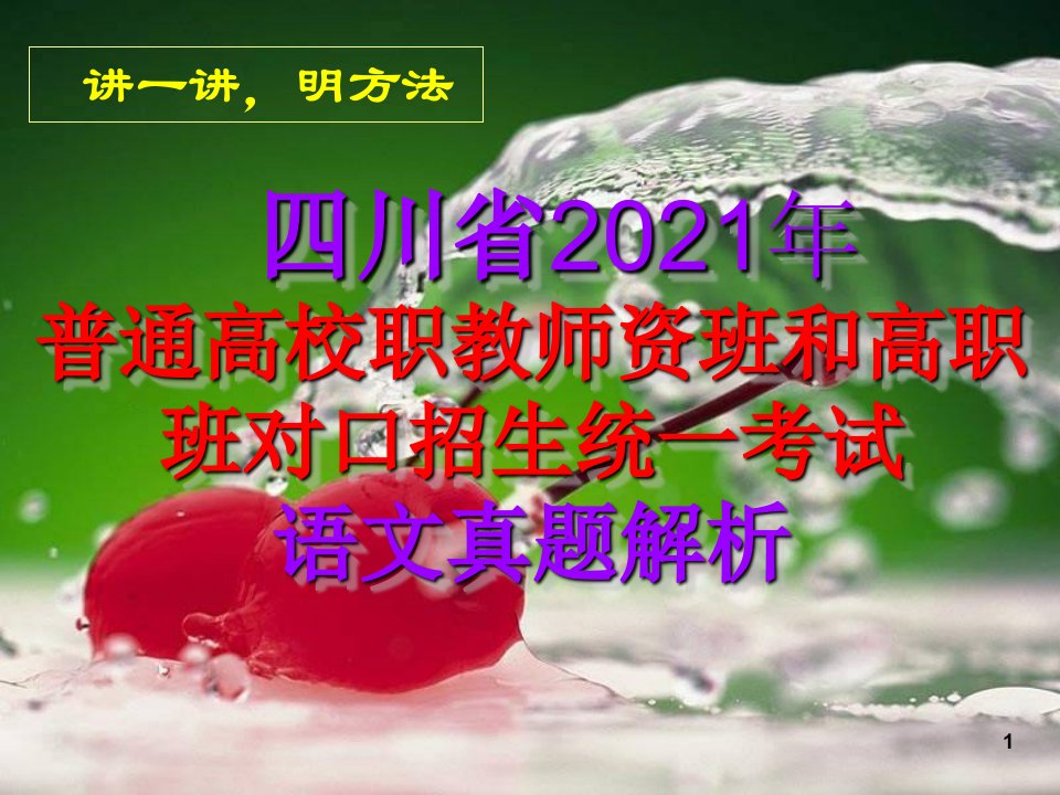 四川省2021年普通高校职教师资班和高职班对口招生统一考试语文真题解析课件