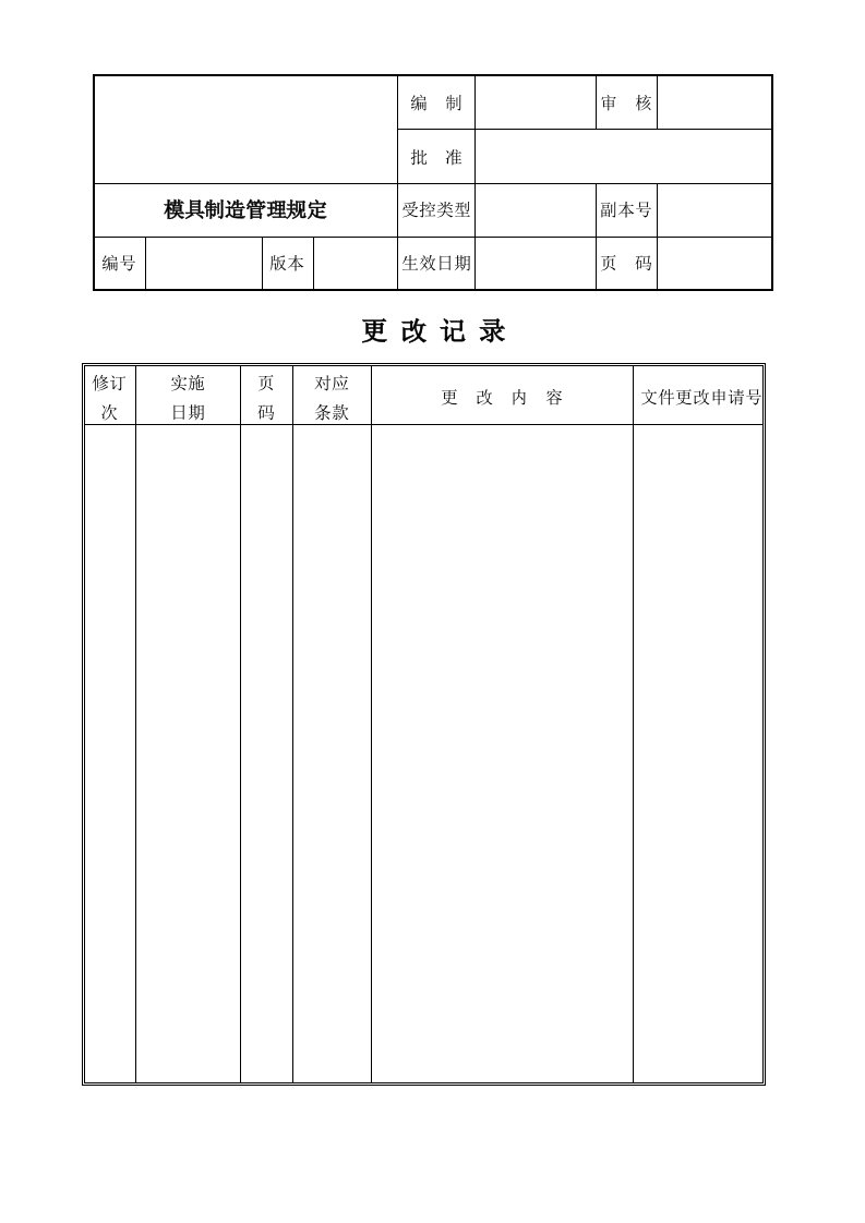 模具制造管理规定