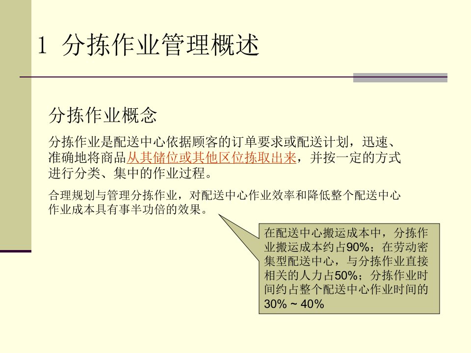 精选商品的分拣作业管理培训课件