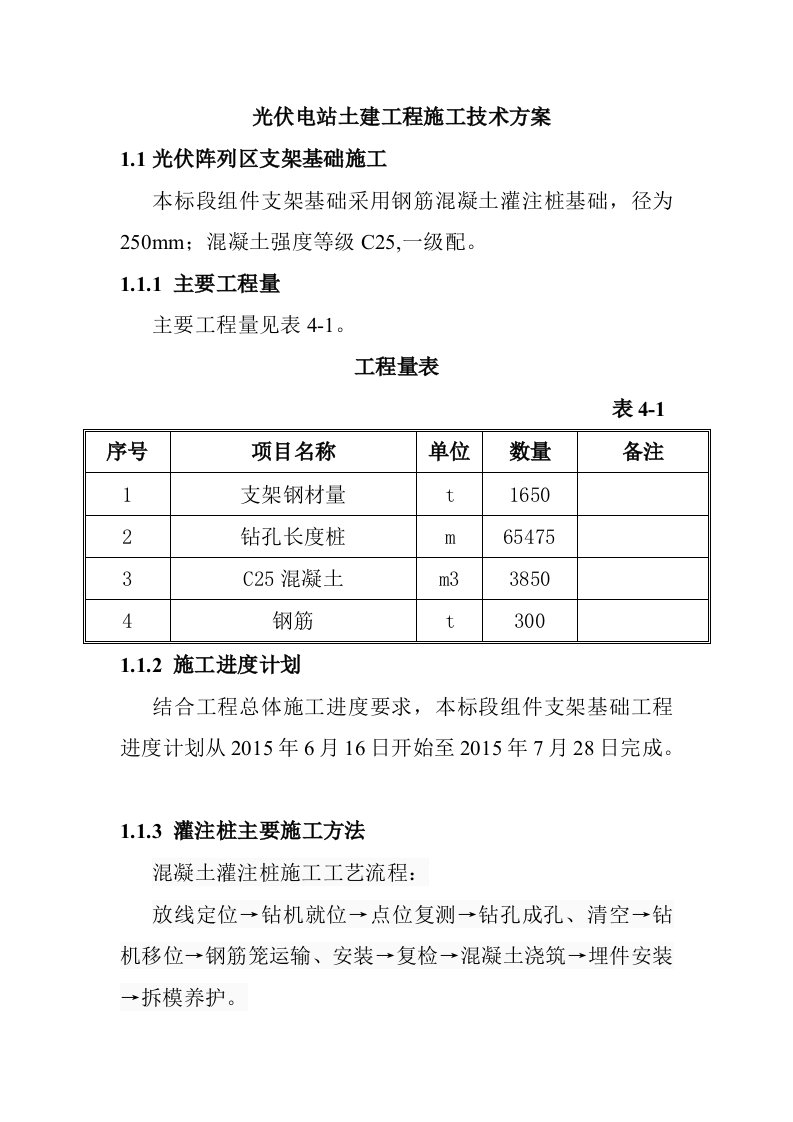 光伏电站土建工程施工技术方案