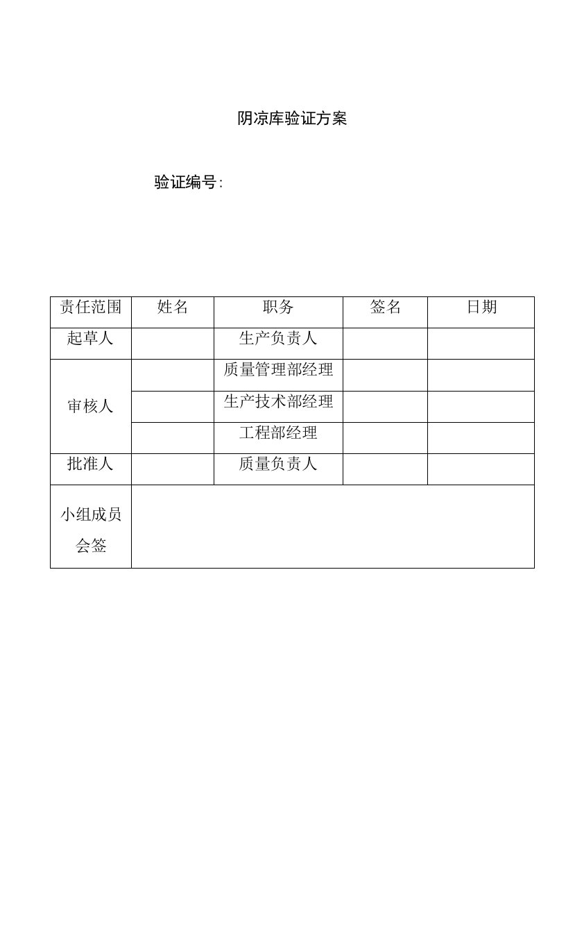 药品企业阴凉库验证方案