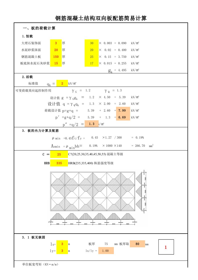 混凝土结构双向板配筋简易计算