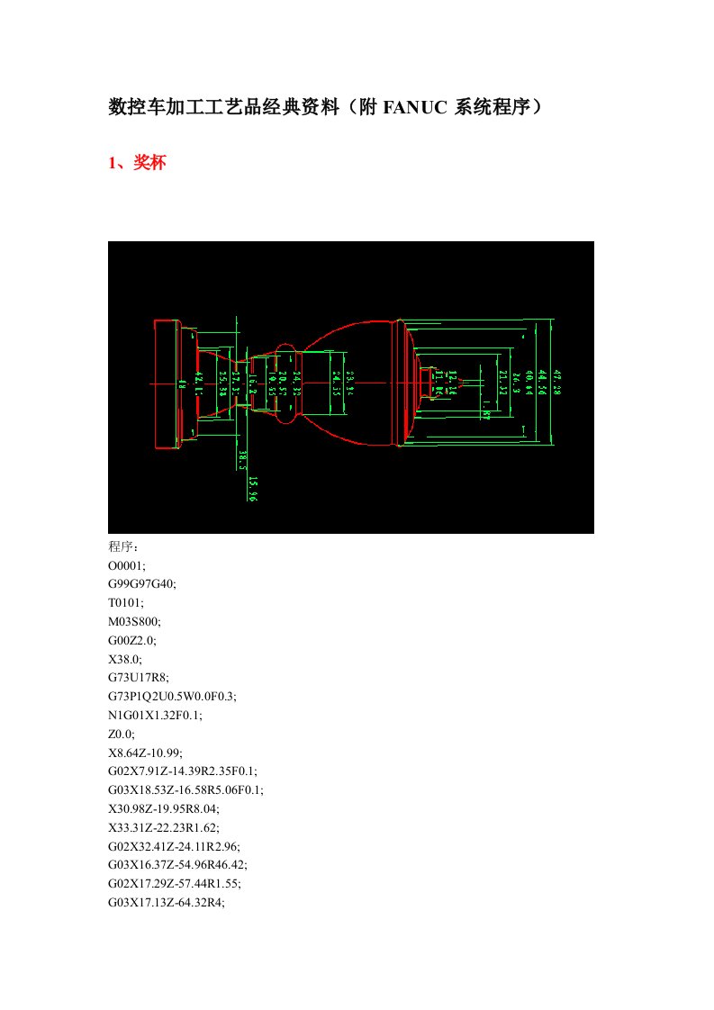 数控车加工工艺品经典资料(附FANUC系统程序)