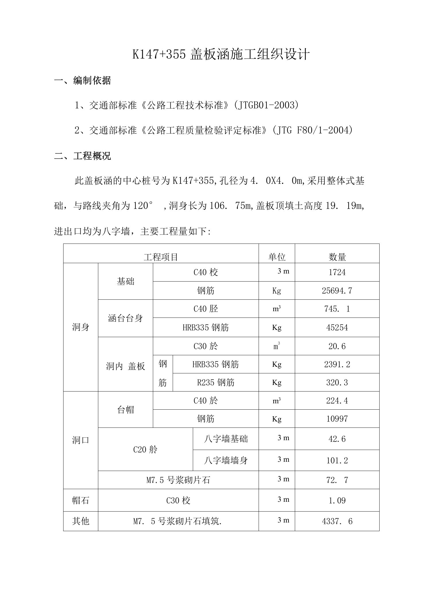 K147355盖板涵施工组织设计