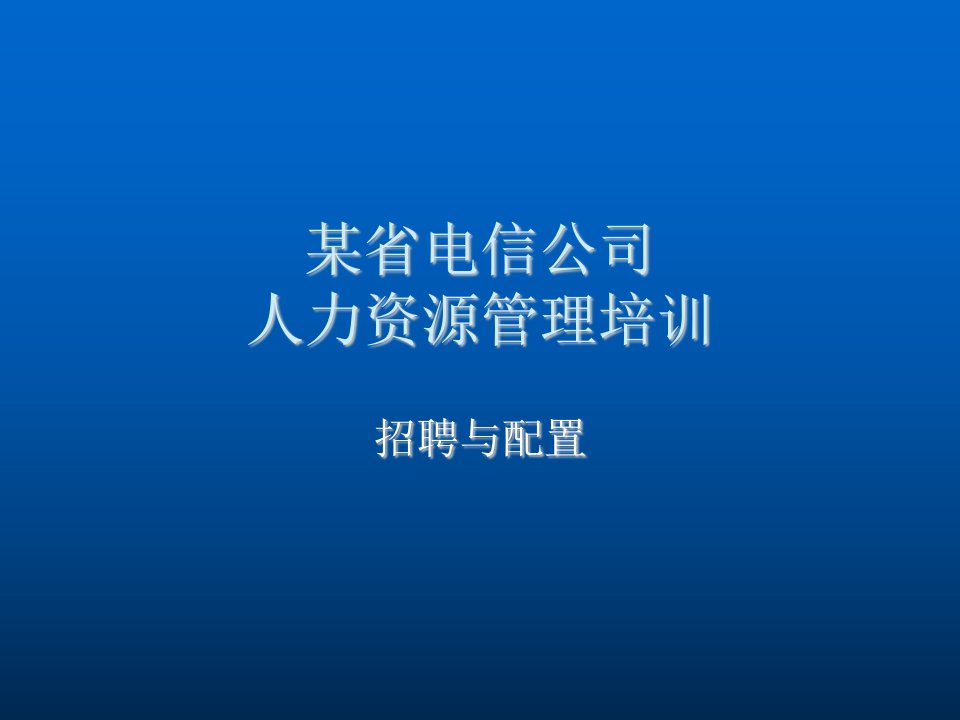 某省电信公司人力资源管理培训