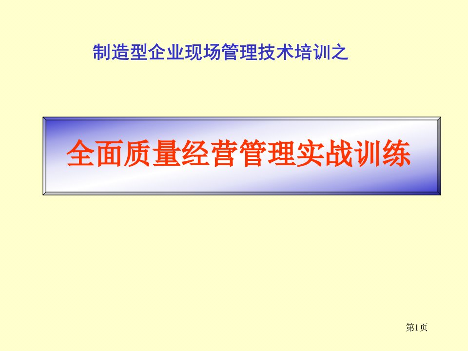 全面质量经营管理实战训练课件PPT214页