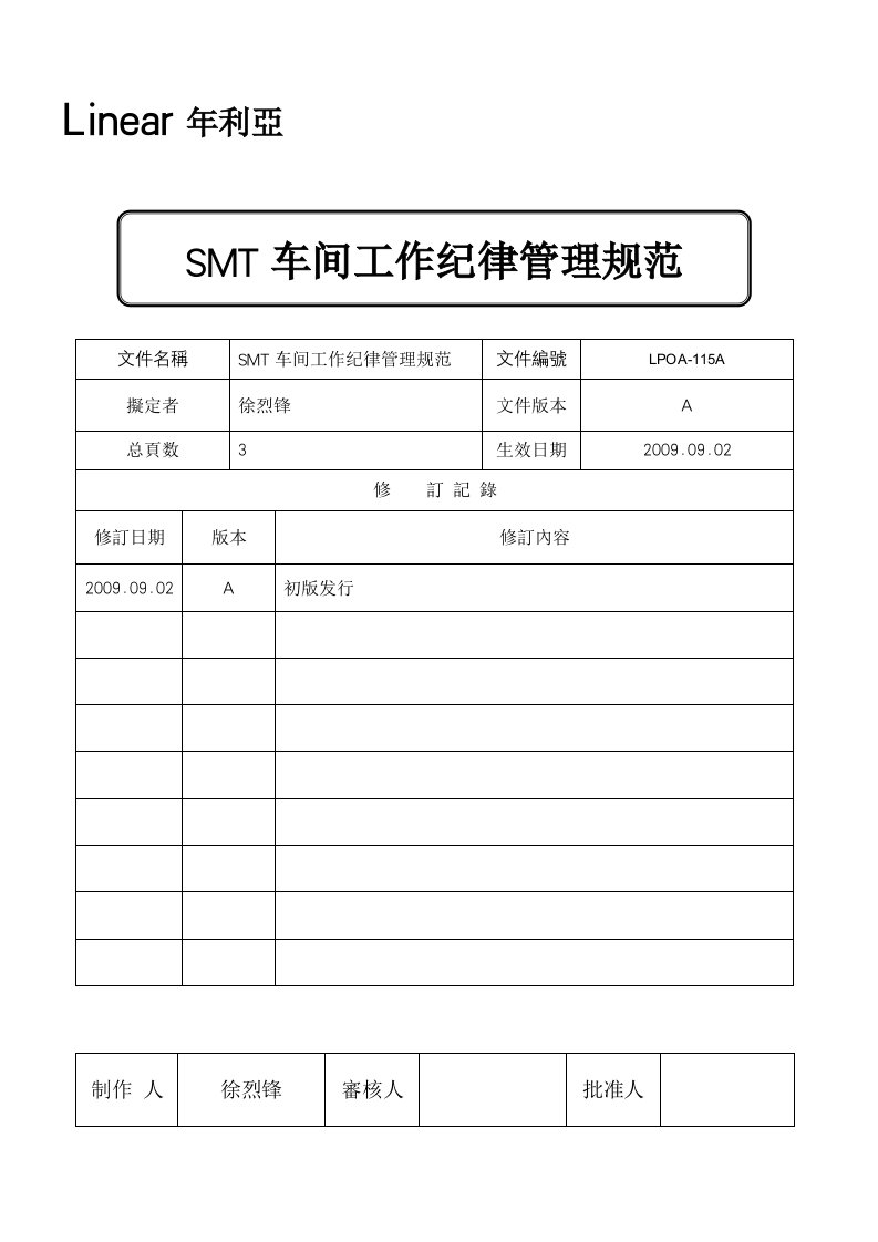 SMT车间工作纪律管理规范