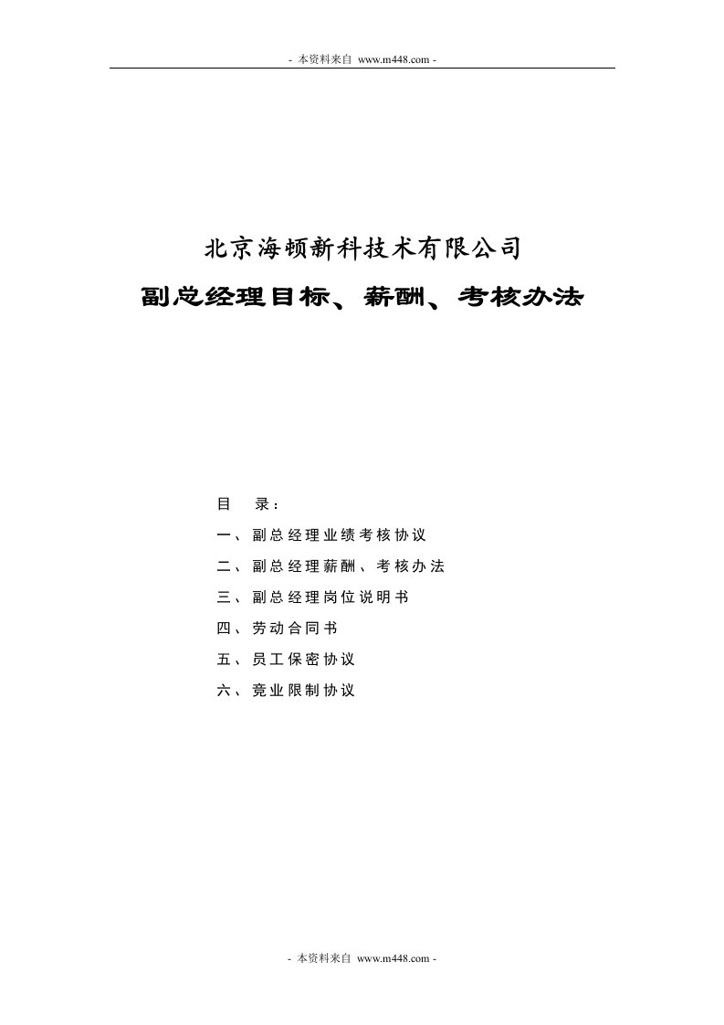 《海顿软件高级管理岗位工作目标、薪酬标准与绩效制度》(22页)-人事制度表格