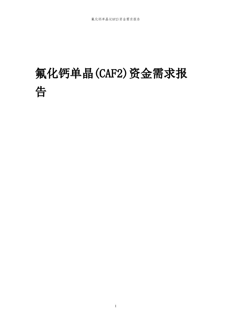 2024年氟化钙单晶(caf2)项目资金需求报告代可行性研究报告