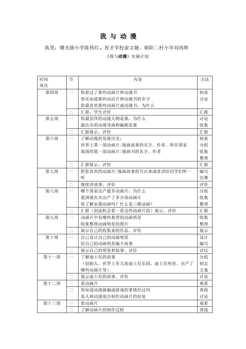 我与动漫实施计划