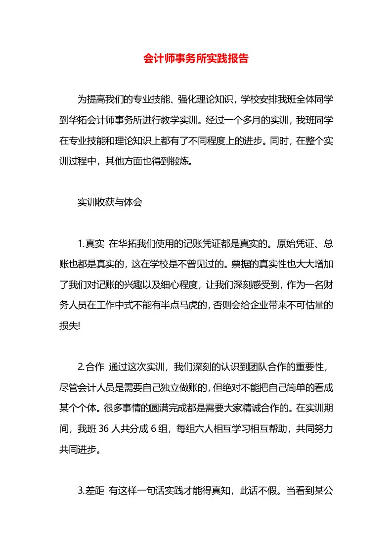 会计师事务所实践报告