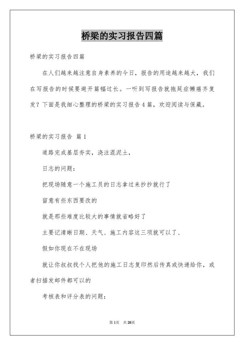 桥梁的实习报告四篇例文