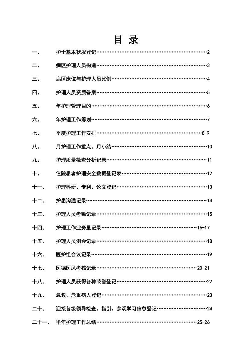 护士长工作手册合商业计划计划解决方案实用文档样本