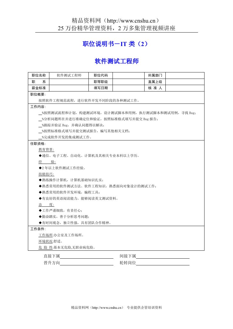 岗位说明书－IT类（2）