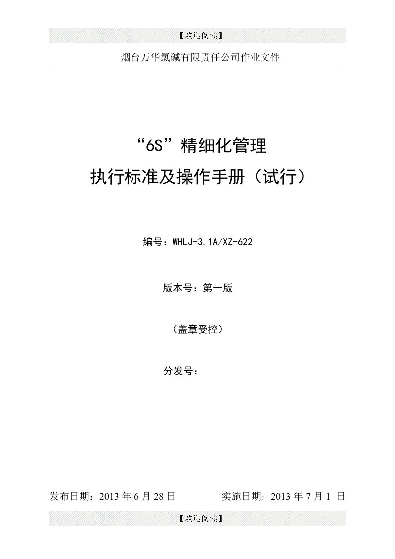 万华氯碱6S精细化管理执行标准及操作手册【30页】