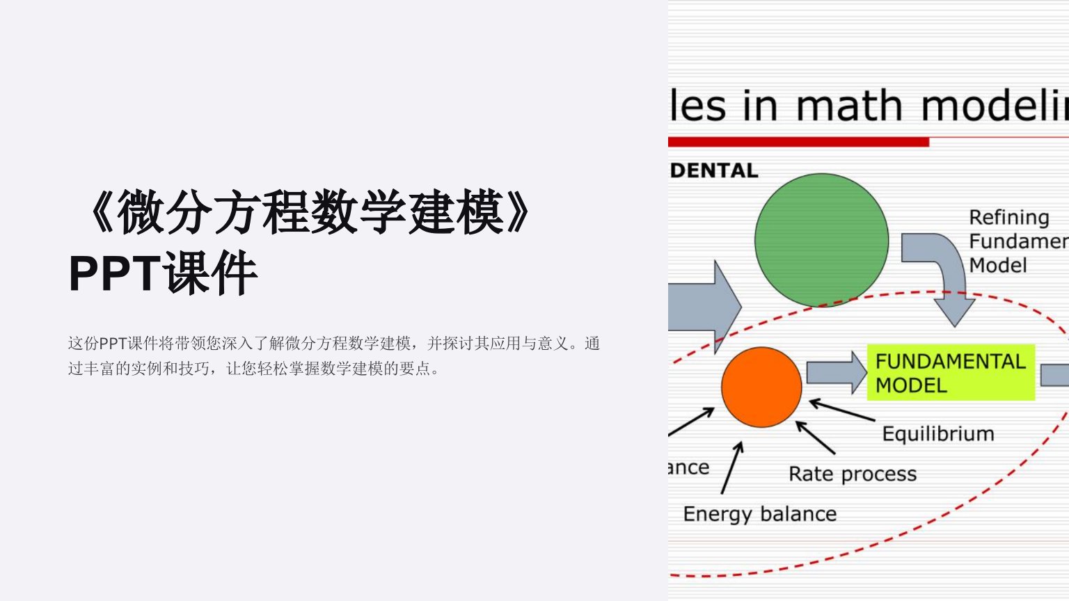 《微分方程数学建模》课件