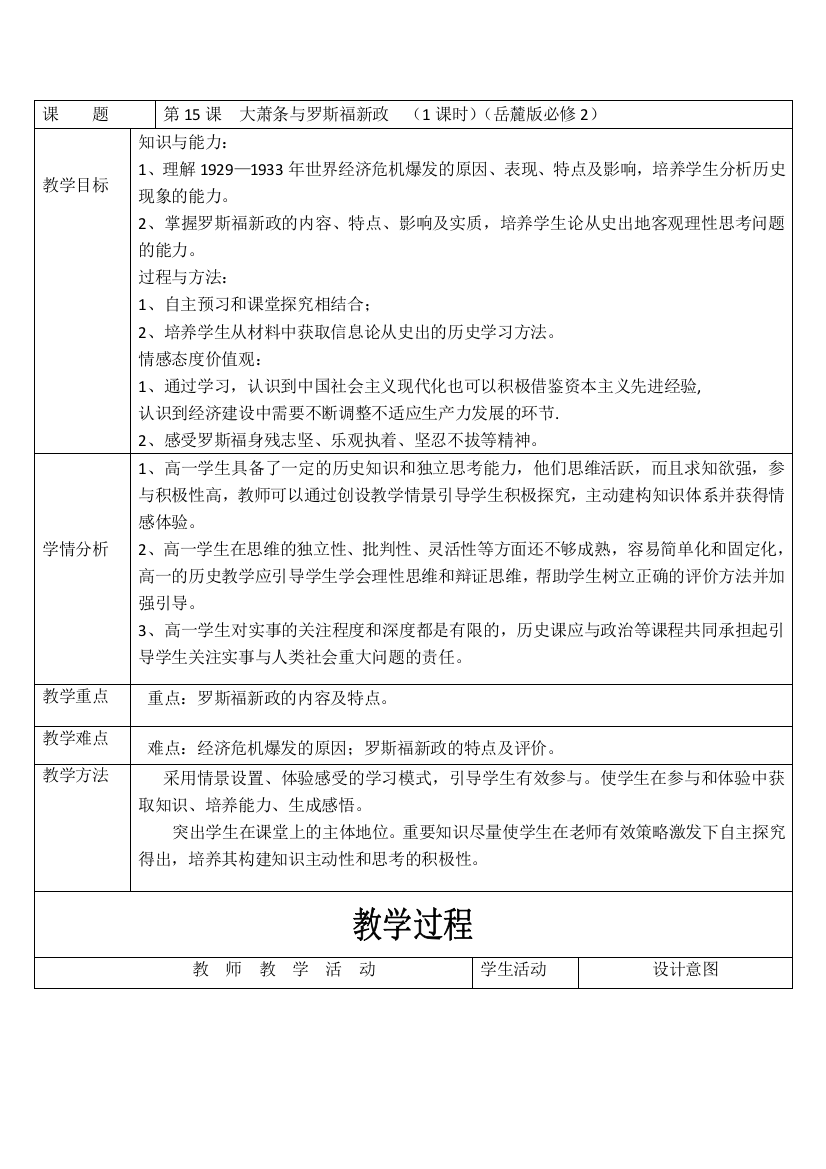 2018-2019学年历史岳麓版必修二