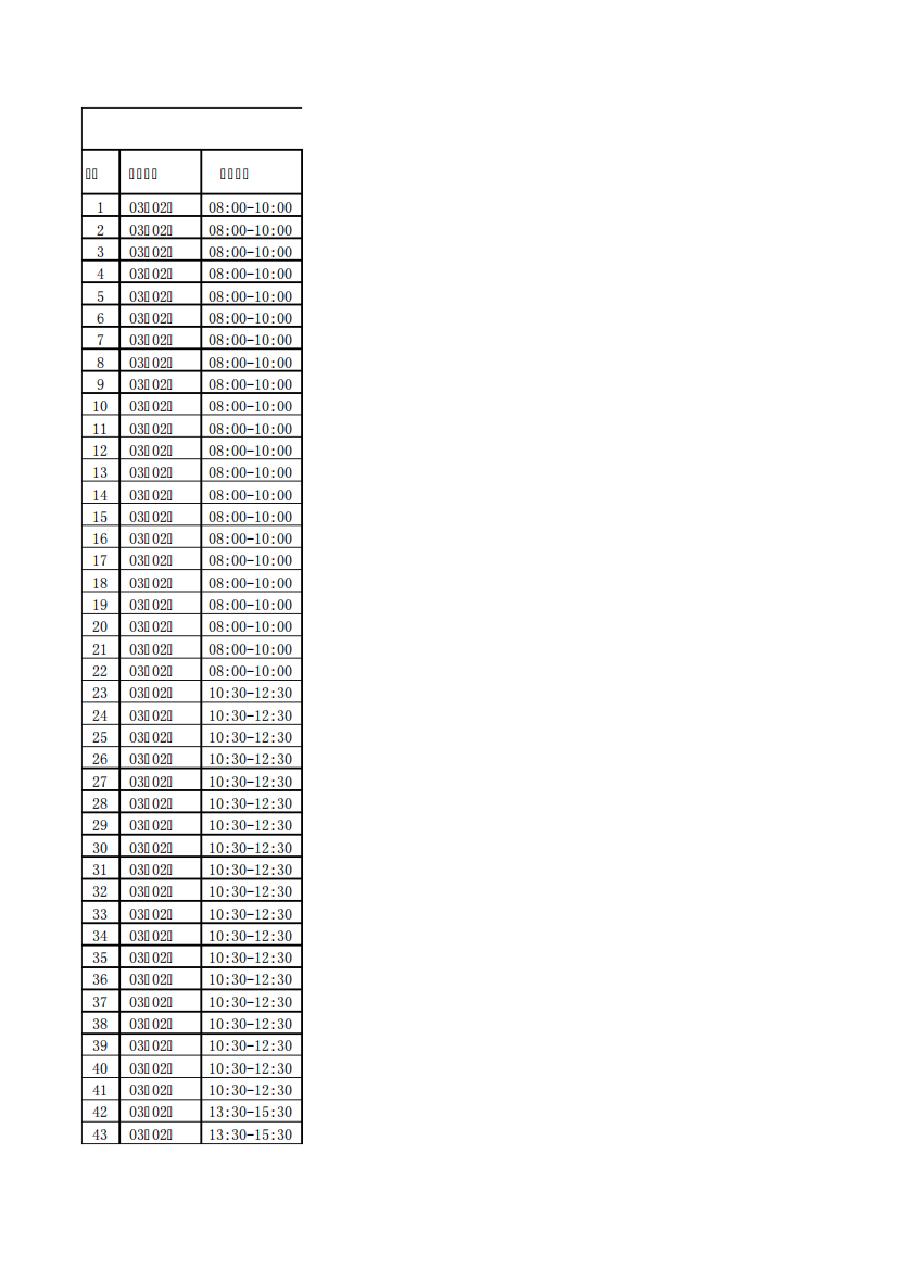 长春理工大学2014-2015学年第一学期期末补考考试时间安排表