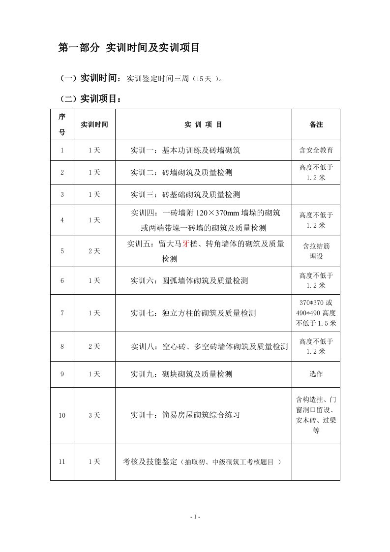 砌筑工实训指导书