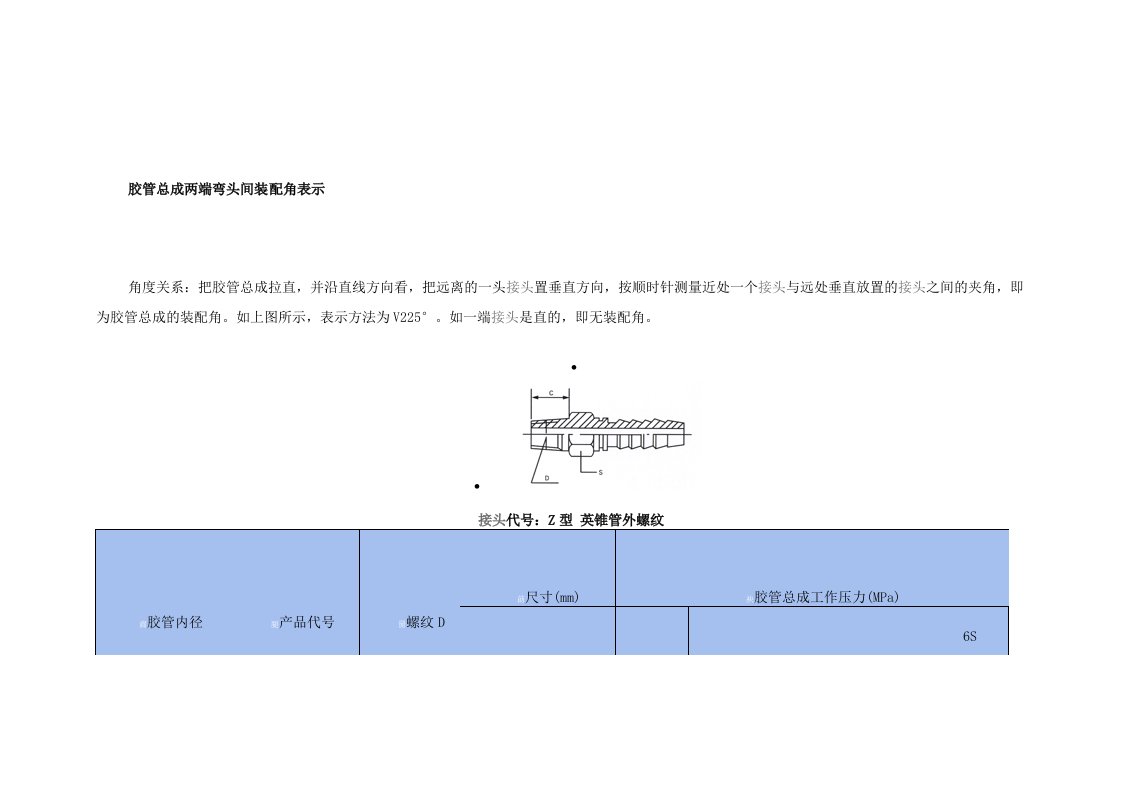 普通液压管接头尺寸