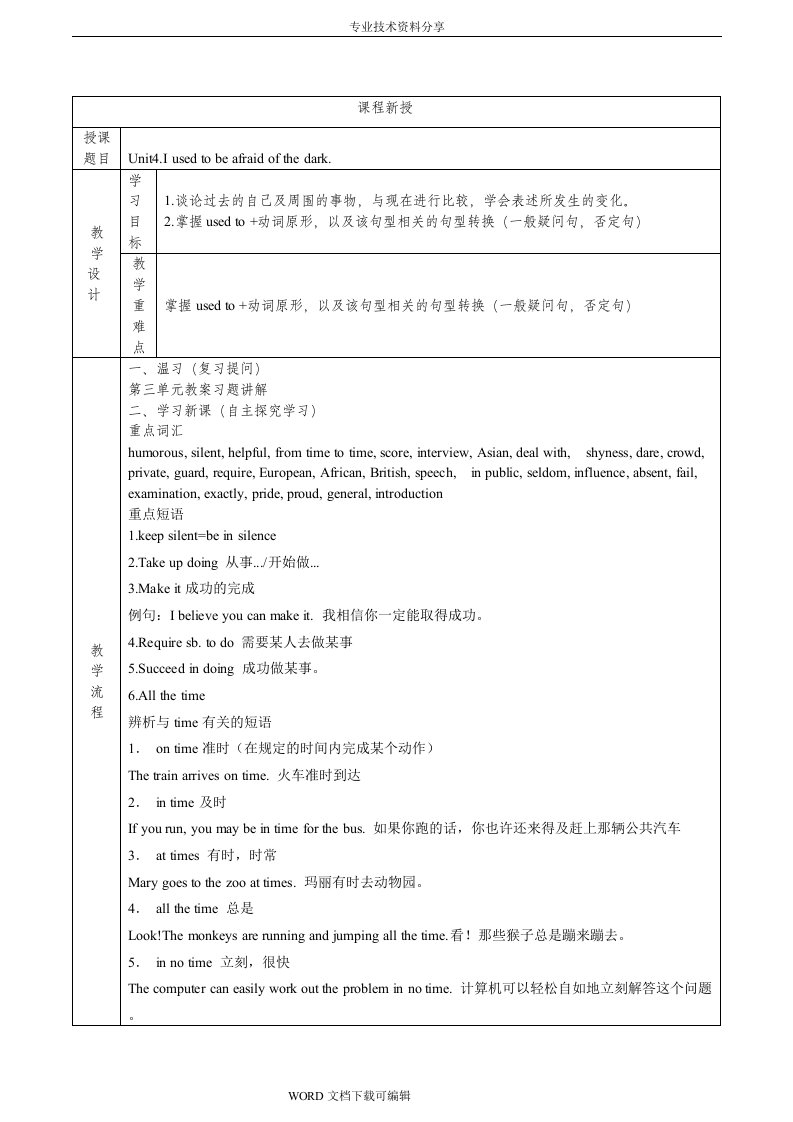 人版英语初三unit4讲义