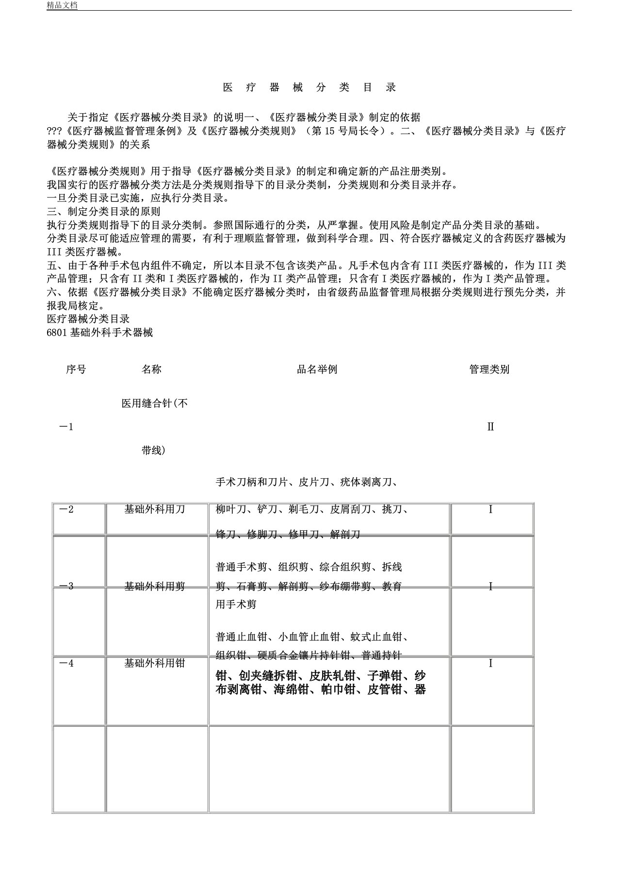 医疗器械产品目录医疗器械产品生产许可证目录